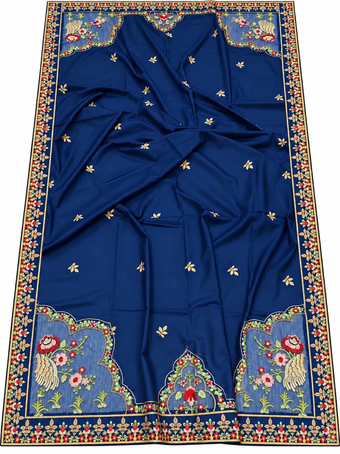 Royal Blue Heavy Embroidered Dhanak Marina 3Pc Luxury Suit with Cutwork | BT-0030